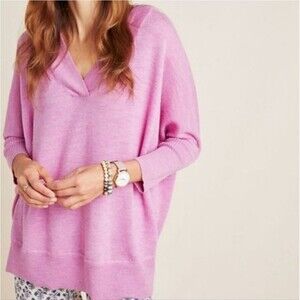 Anthropologie Araminta Dolman Sleeve Merino Wool Vneck Sweater M